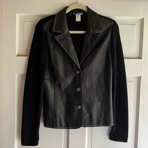 White + Warren lamb skin merino wool button jacket